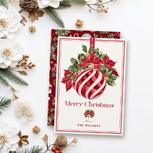Cartes Pour Fêtes Annuelles Noël classique de l'ornement rouge