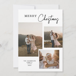 Cartes Pour Fêtes Annuelles Noël classique minimal à photo multiple