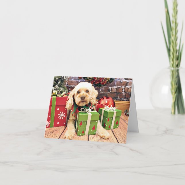 Cartes Pour Fêtes Annuelles Noël - Cockapoo - remorque (Devant)