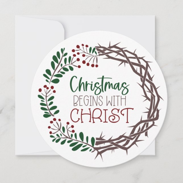 Cartes Pour Fêtes Annuelles NOËL COMMENCE AVEC CHRIST Christian Minimalist (Devant)
