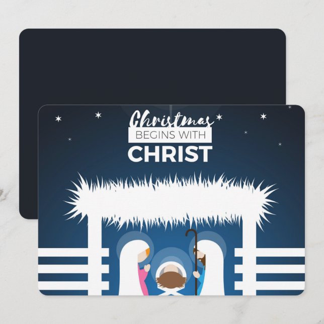 Cartes Pour Fêtes Annuelles Noël commence avec le Christ (Devant / Derrière)