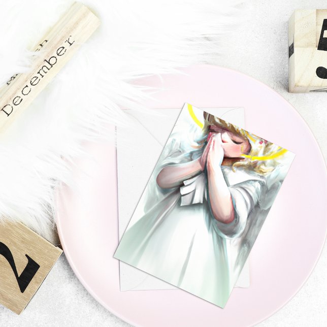 Cartes Pour Fêtes Annuelles Noël commence avec le Christ Ange priant (Créateur téléchargé)