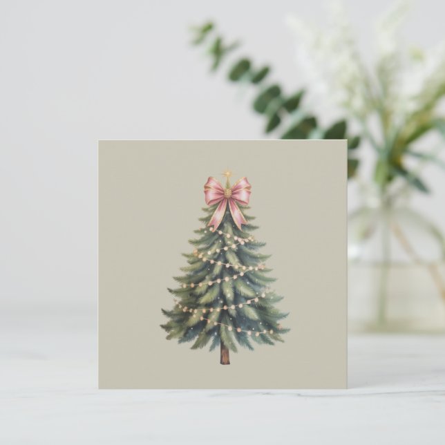 Cartes Pour Fêtes Annuelles Noël Coquette Arbre Nœud Xmas (Debout devant)