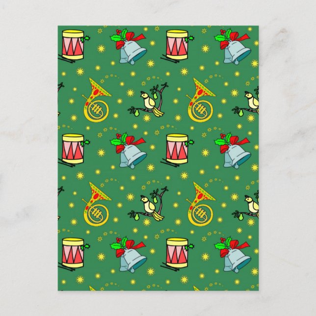 Cartes Pour Fêtes Annuelles Noël, cors de harmonie et tambours magenta (Devant)