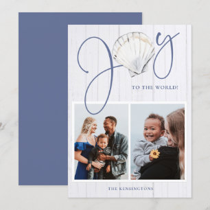 Cartes Pour Fêtes Annuelles Noël côtier Joy Seashell Holiday 2 Photos