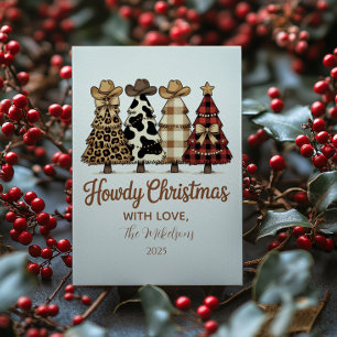 Cartes Pour Fêtes Annuelles Noël Cowgirl de l'Ouest Carreaux Léopard