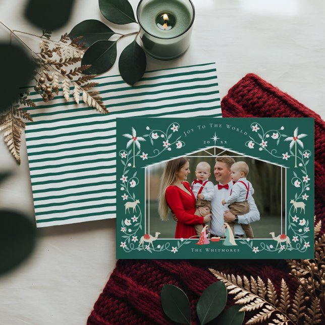 Cartes Pour Fêtes Annuelles Noël Crèche religieuse Scène Famille Photo (Christmas Religious Nativity Scene Family Photo Ho Holiday Card)