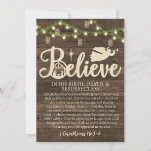 Cartes Pour Fêtes Annuelles Noël Croire Jésus Nativité Bois rustique