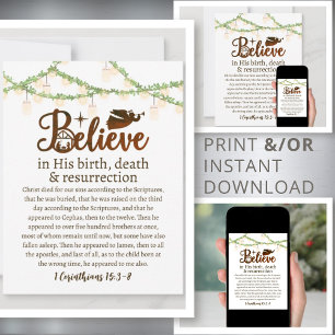 Cartes Pour Fêtes Annuelles Noël Croire Jésus Nativité Script rustique