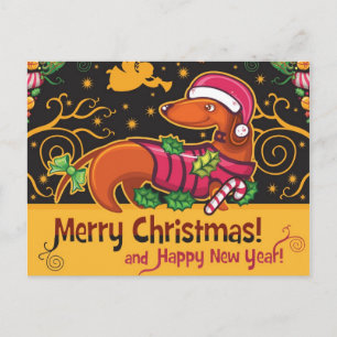 Cartes Pour Fêtes Annuelles Noël Dachshund