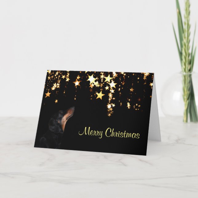 Cartes Pour Fêtes Annuelles Noël Dachshund (Devant)