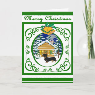 Cartes Pour Fêtes Annuelles Noël Dachshund Vintage