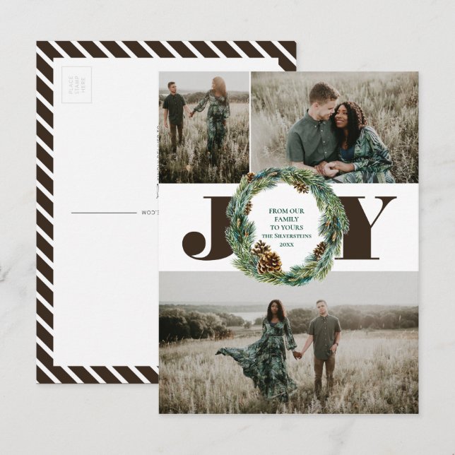 Cartes Pour Fêtes Annuelles Noël d'Acorn Wreath (Devant / Derrière)