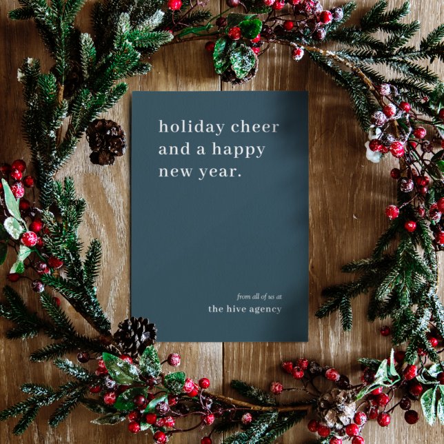 Cartes Pour Fêtes Annuelles Noël d'affaires | Entreprise moderne Turquoise (Professional corporate greeting card with clean layout and customizable company message)