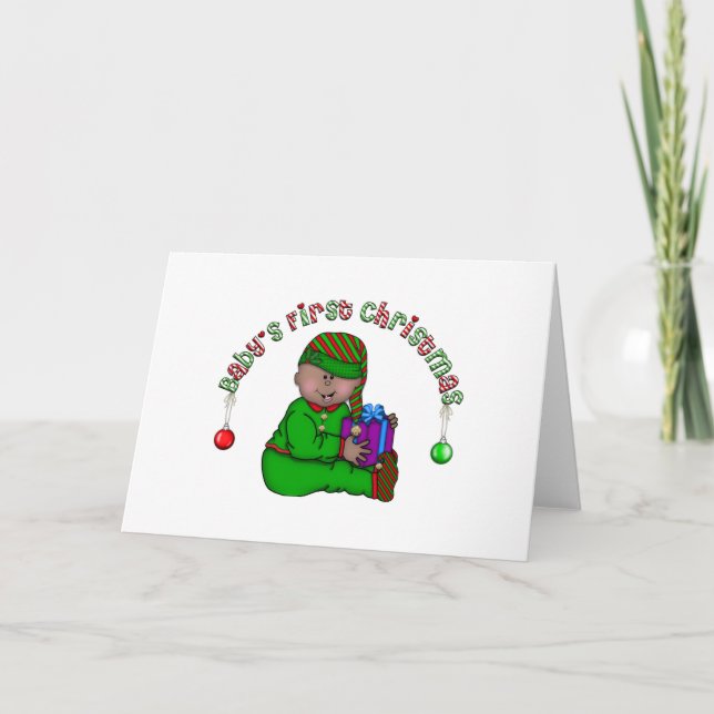 Cartes Pour Fêtes Annuelles Noël d'Afro-américain de bébé d'Elf ęr (Devant)