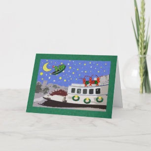 Cartes Pour Fêtes Annuelles Noël d'alligator d'écrevisses de bateau de la