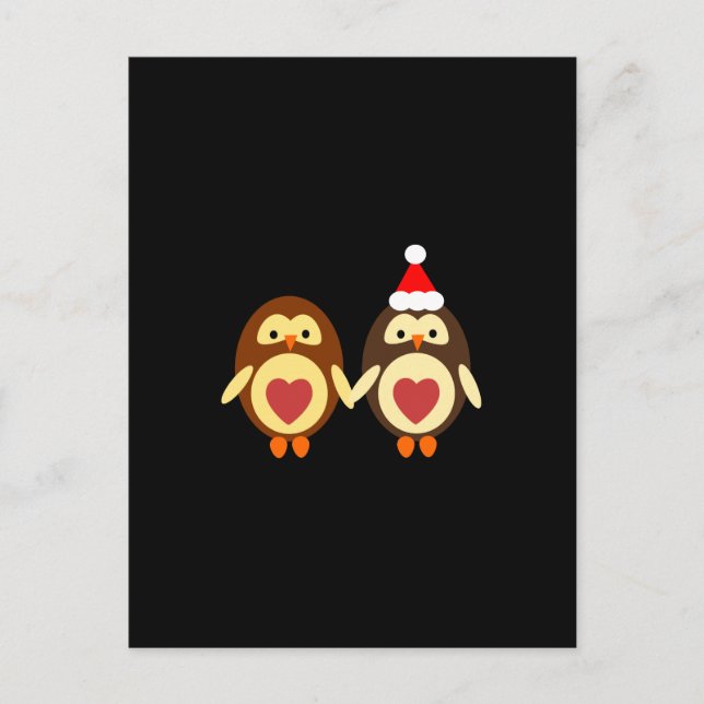 Cartes Pour Fêtes Annuelles Noël d'amour du hibou (Devant)