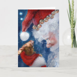 Cartes Pour Fêtes Annuelles Noël d'animaux d'amours de Père Noël