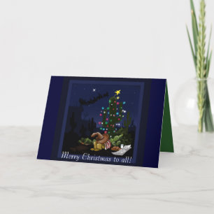 Cartes Pour Fêtes Annuelles Noël dans le cactus éclairé sud-ouest