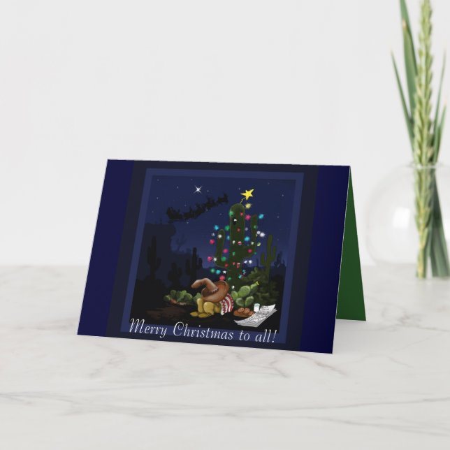 Cartes Pour Fêtes Annuelles Noël dans le cactus éclairé sud-ouest (Devant)