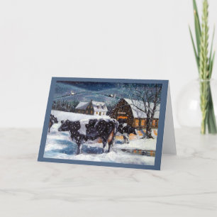 Cartes Pour Fêtes Annuelles Noël dans le pays, Holstein Vaches Peinture