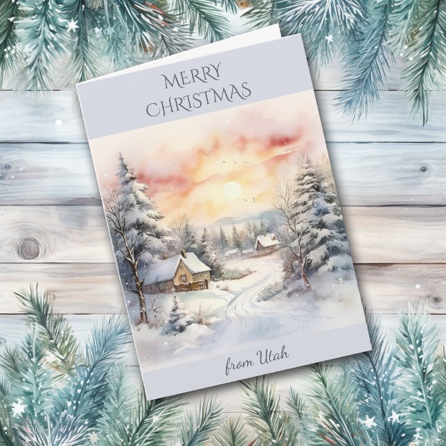 Cartes Pour Fêtes Annuelles Noël dans le paysage hivernal de l'Utah (Créateur téléchargé)