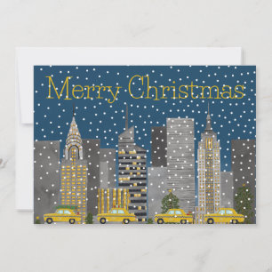 Cartes Pour Fêtes Annuelles Noël dans Snowy New York City Personnalisable