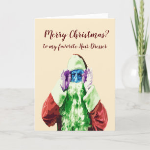 Cartes Pour Fêtes Annuelles Noël d'apprêteur de cheveux d'amusement souhaite