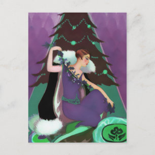 Cartes Pour Fêtes Annuelles Noël d'art déco, Pascaline dans pourpre, Teal et