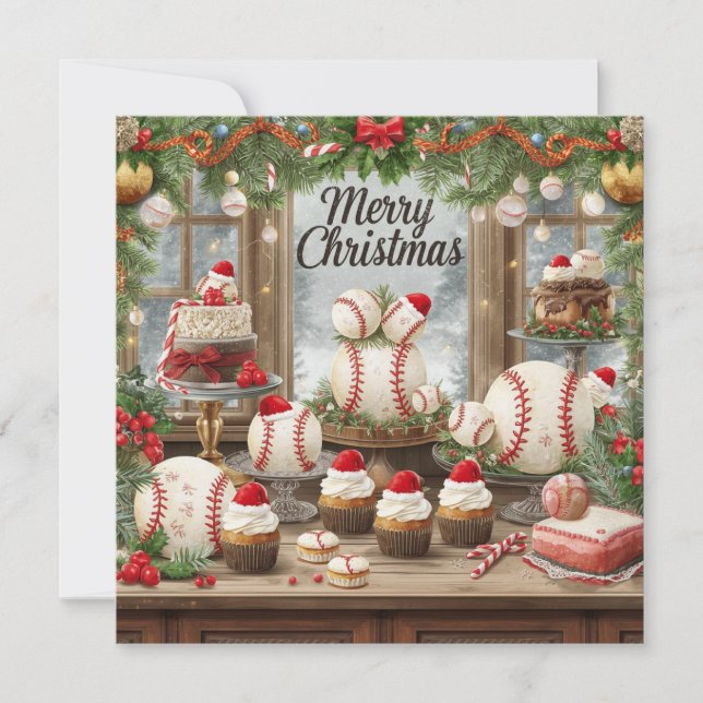 Cartes Pour Fêtes Annuelles Noël de baseball (Devant)