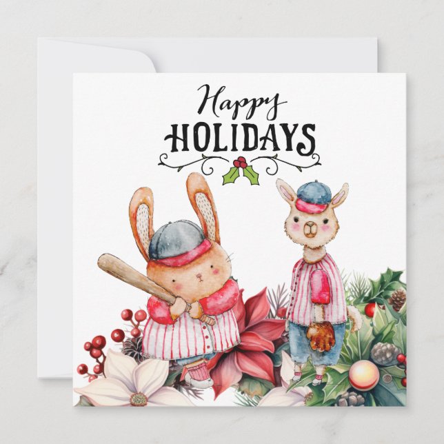 Cartes Pour Fêtes Annuelles Noël de baseball (Devant)