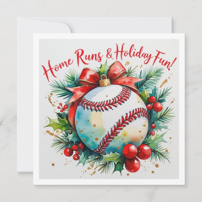 Cartes Pour Fêtes Annuelles Noël de baseball (Devant)