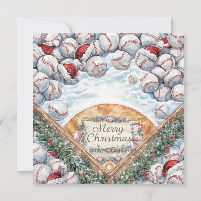 Cartes Pour Fêtes Annuelles Noël de baseball (Devant)