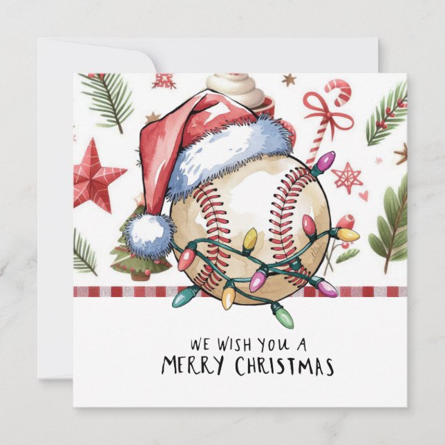 Cartes Pour Fêtes Annuelles Noël de baseball (Devant)