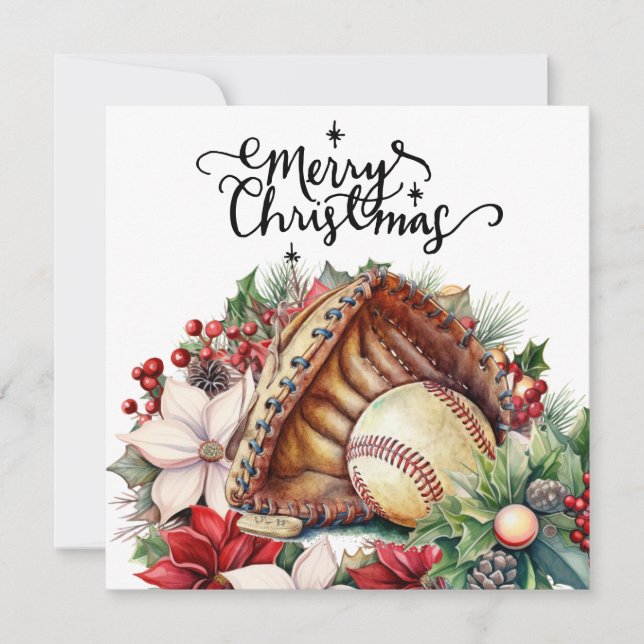Cartes Pour Fêtes Annuelles Noël de baseball (Devant)