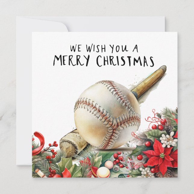 Cartes Pour Fêtes Annuelles Noël de baseball (Devant)