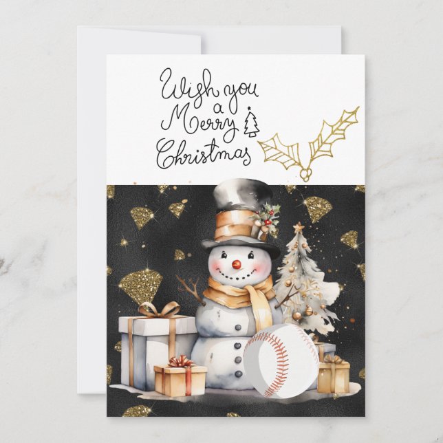 Cartes Pour Fêtes Annuelles Noël de baseball avec cadeaux et balle (Devant)