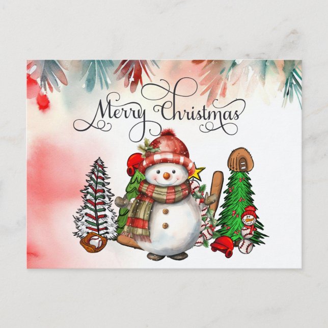Cartes Pour Fêtes Annuelles Noël de baseball avec cadeaux et balle (Devant)