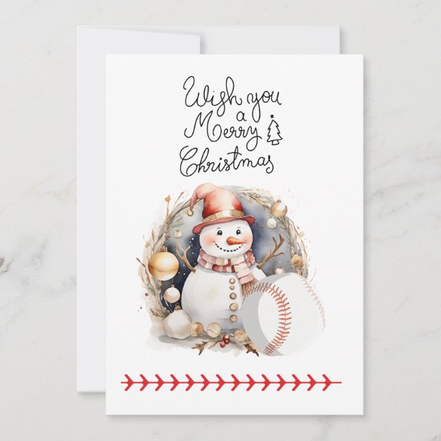 Cartes Pour Fêtes Annuelles Noël de baseball avec cadeaux et balle (Devant)