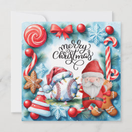Cartes Pour Fêtes Annuelles Noël de baseball avec le Père Noël