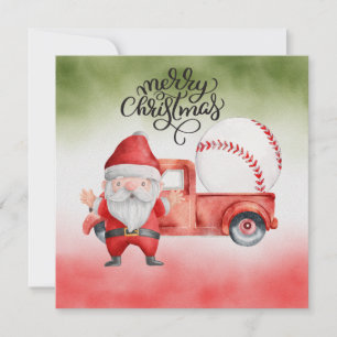 Cartes Pour Fêtes Annuelles Noël de baseball avec le Père Noël et Snowman