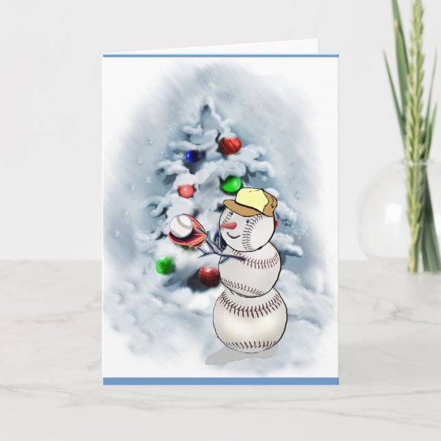 Cartes Pour Fêtes Annuelles Noël de baseball Snowman (Devant)