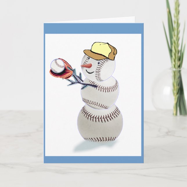 Cartes Pour Fêtes Annuelles Noël de baseball Snowman (Devant)