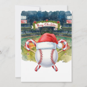 Cartes Pour Fêtes Annuelles Noel de baseball sur le thème du stade