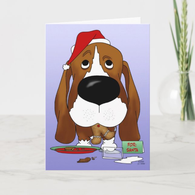 Cartes Pour Fêtes Annuelles Noël de Basset Hound (Devant)