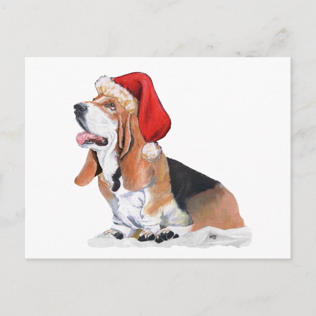 Cartes Pour Fêtes Annuelles Noël de Basset Hound (Devant)