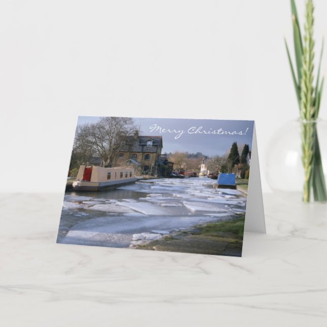 Cartes Pour Fêtes Annuelles Noël de bateaux de canal (Devant)