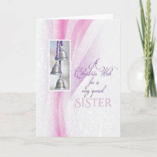 Cartes Pour Fêtes Annuelles Noël de Bells argentées pour la soeur