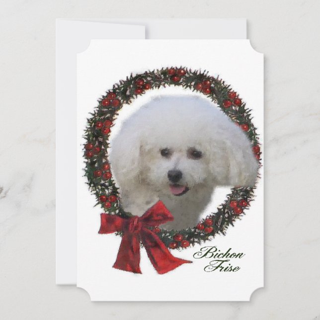 Cartes Pour Fêtes Annuelles Noël de Bichon Frise (Devant)