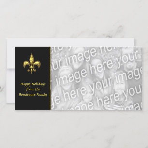 Cartes Pour Fêtes Annuelles Noël de Black Fleur de Lis Photo d'or